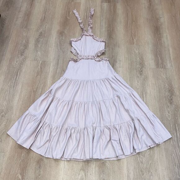 Margo Baridon x Anthropologie Ruffle Accented Halter Tie Maxi Dress, Women’s XS - Picture 14 of 14